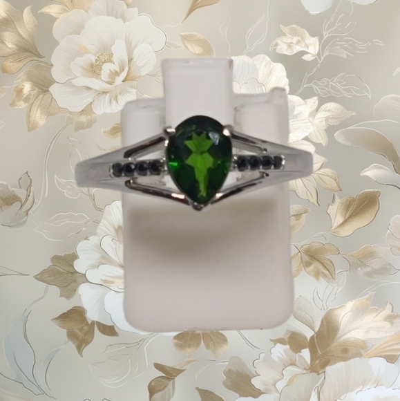 NEW Chrome Diopside & Black Diamond Ring Size 8 - Picture 7 of 12